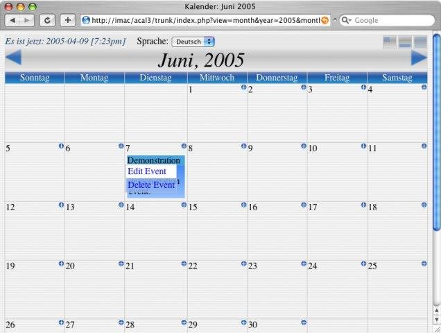 Download web tool or web app ACal Web Calendar