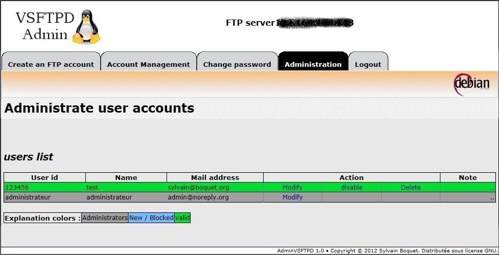 Download web tool or web app adminvsftpd