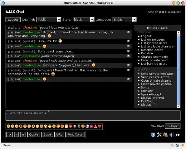 Download web tool or web app AJAX Chat - Open Source Web Chat Download web tool or web app AJAX Chat - Open Source Web Chat
