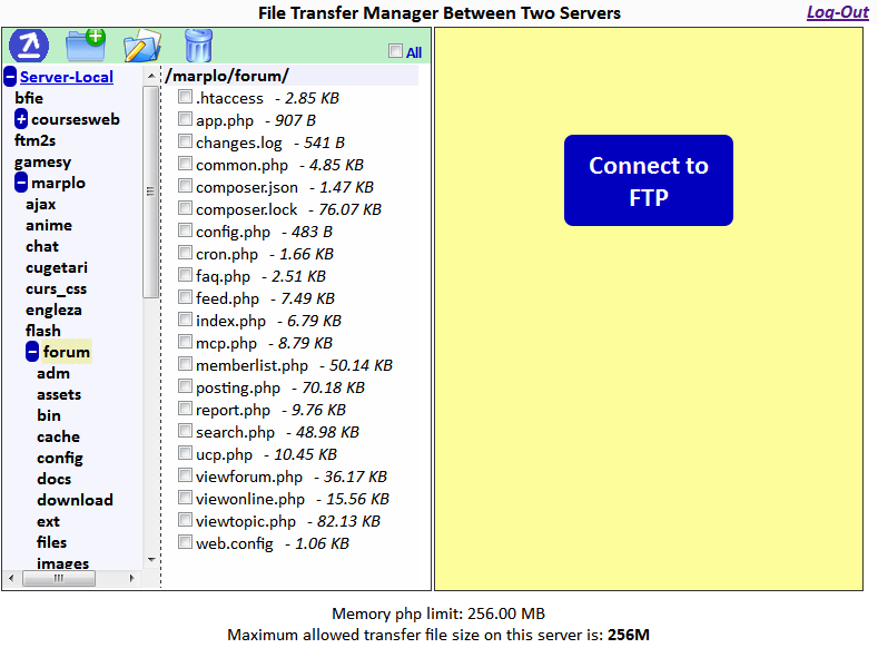 Download web tool or web app AJAX-PHP File Transfer Manager