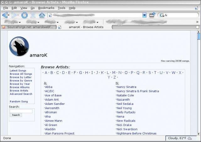 Download web tool or web app amaroK Web Frontend