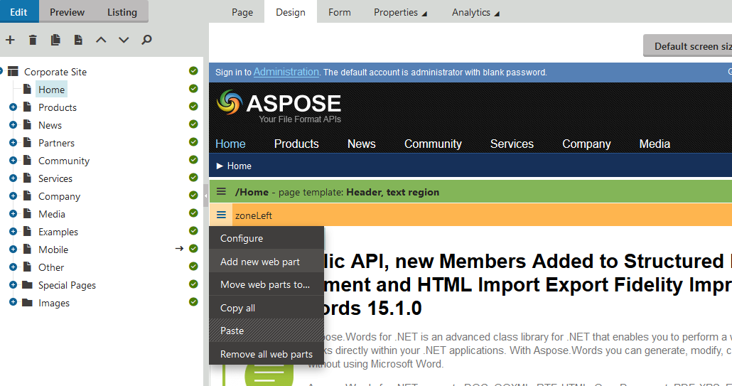 Download web tool or web app Aspose for Kentico