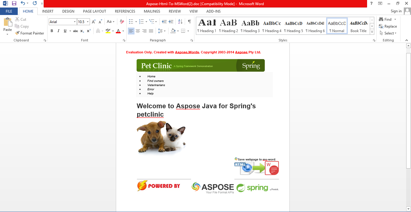 Download web tool or web app Aspose for Spring.Java