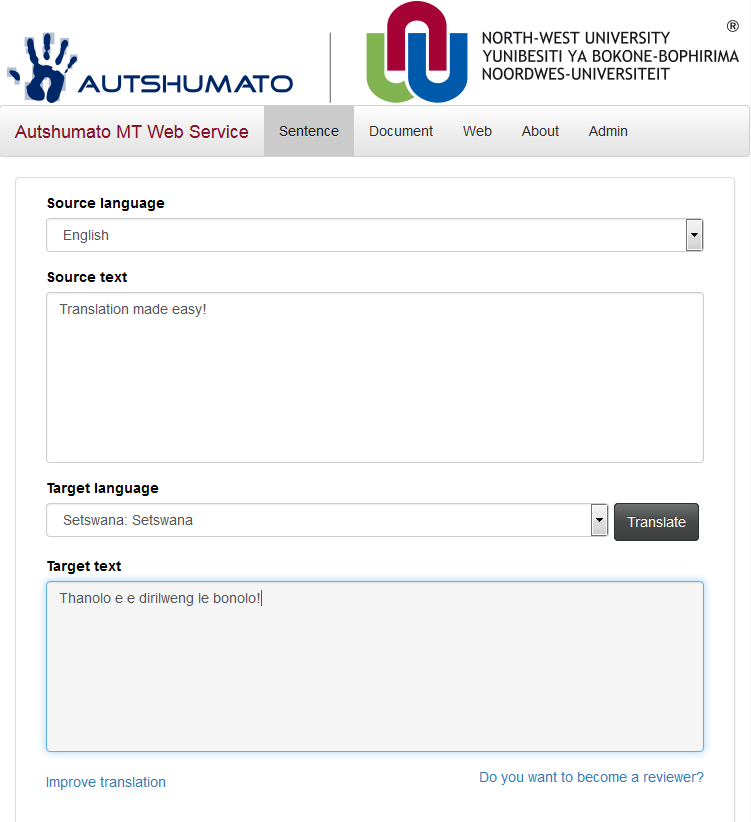 Download web tool or web app Autshumato MTWS