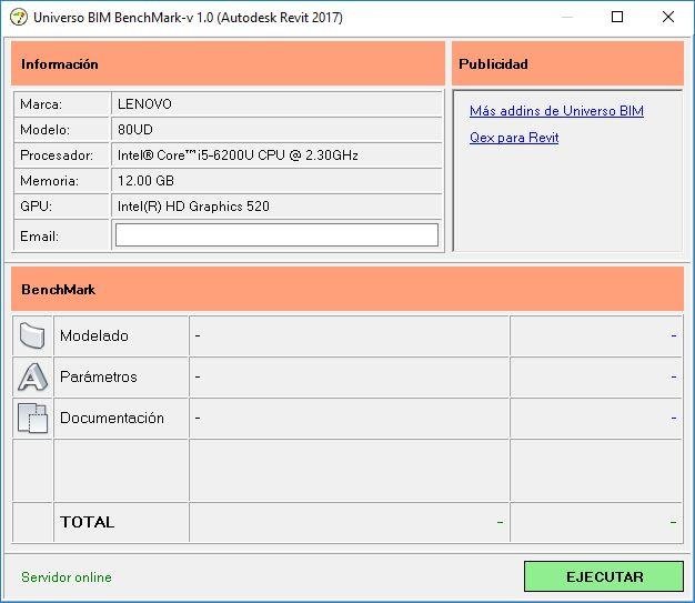 Download web tool or web app BenchMark para Revit