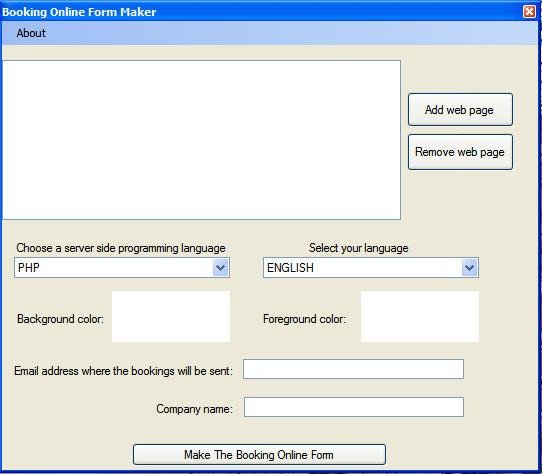 Download web tool or web app BookingOnlineFormMaker