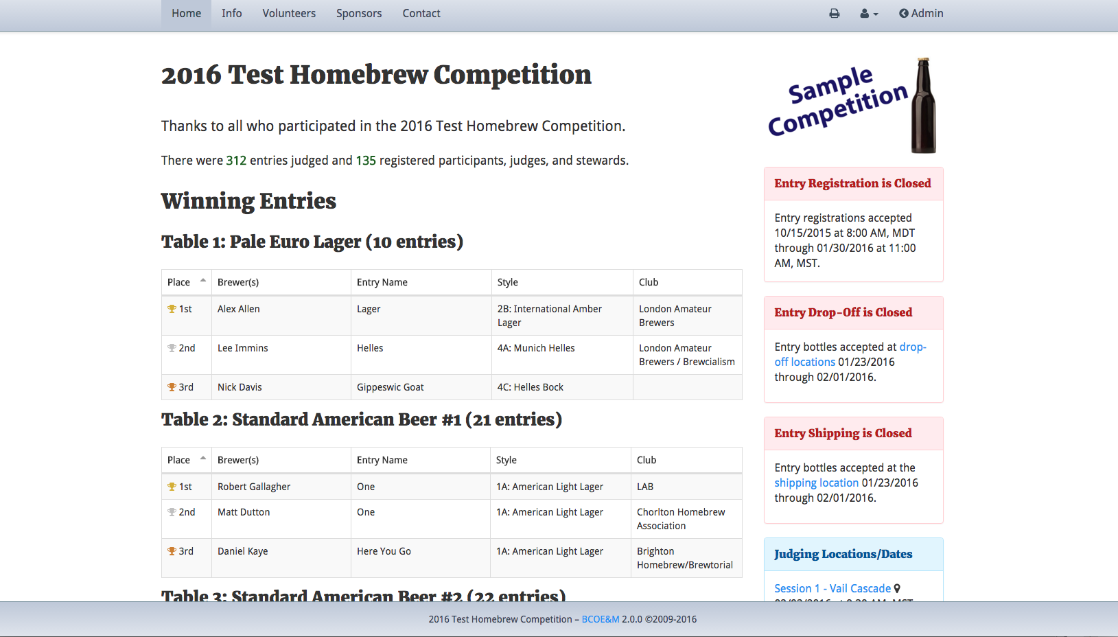 Download web tool or web app Brew Competition Online Entry  Mgmt.