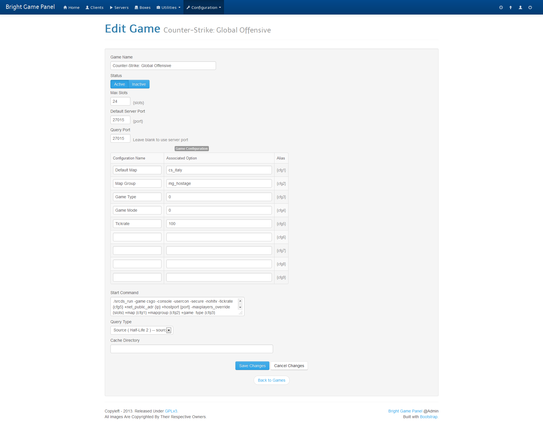 Download web tool or web app Bright Game Panel