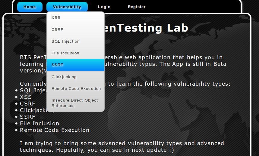 Download web tool or web app BTS Pentesting Lab