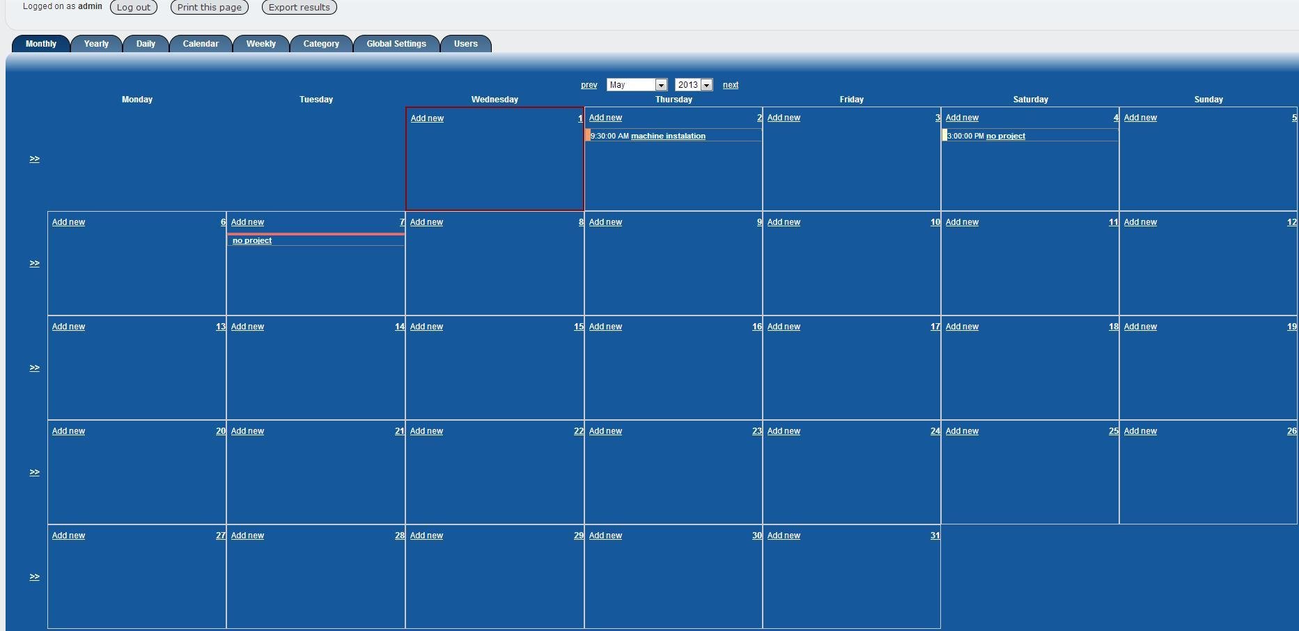 Download web tool or web app calendar for freelancers