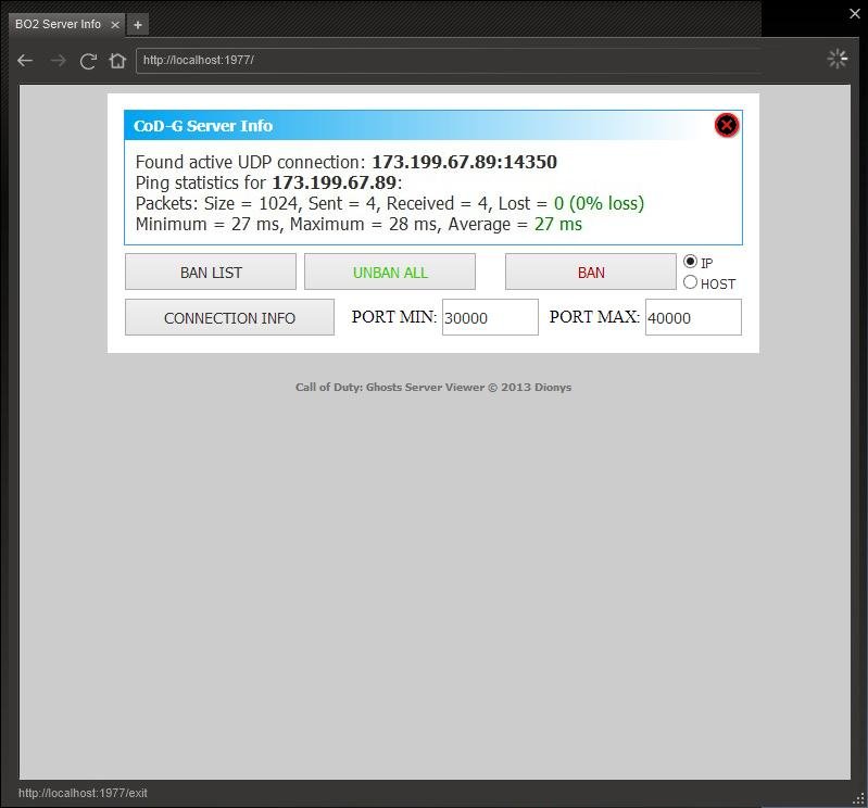 Download web tool or web app Call of Duty: Ghost Server Viewer