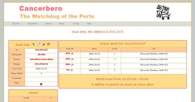 Download web tool or web app Cancerbero (The watchdog of the ports)