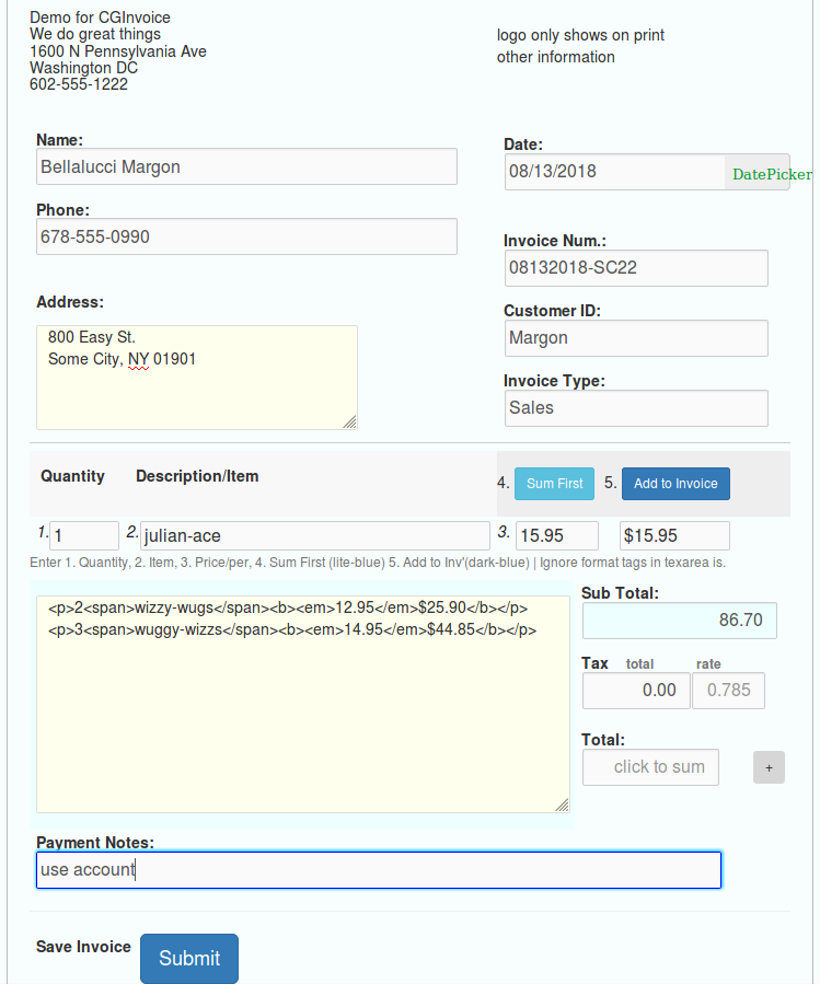 Download web tool or web app cg-invoice