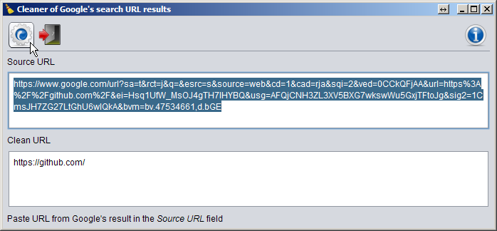 Download web tool or web app CleanGoogleUrl 