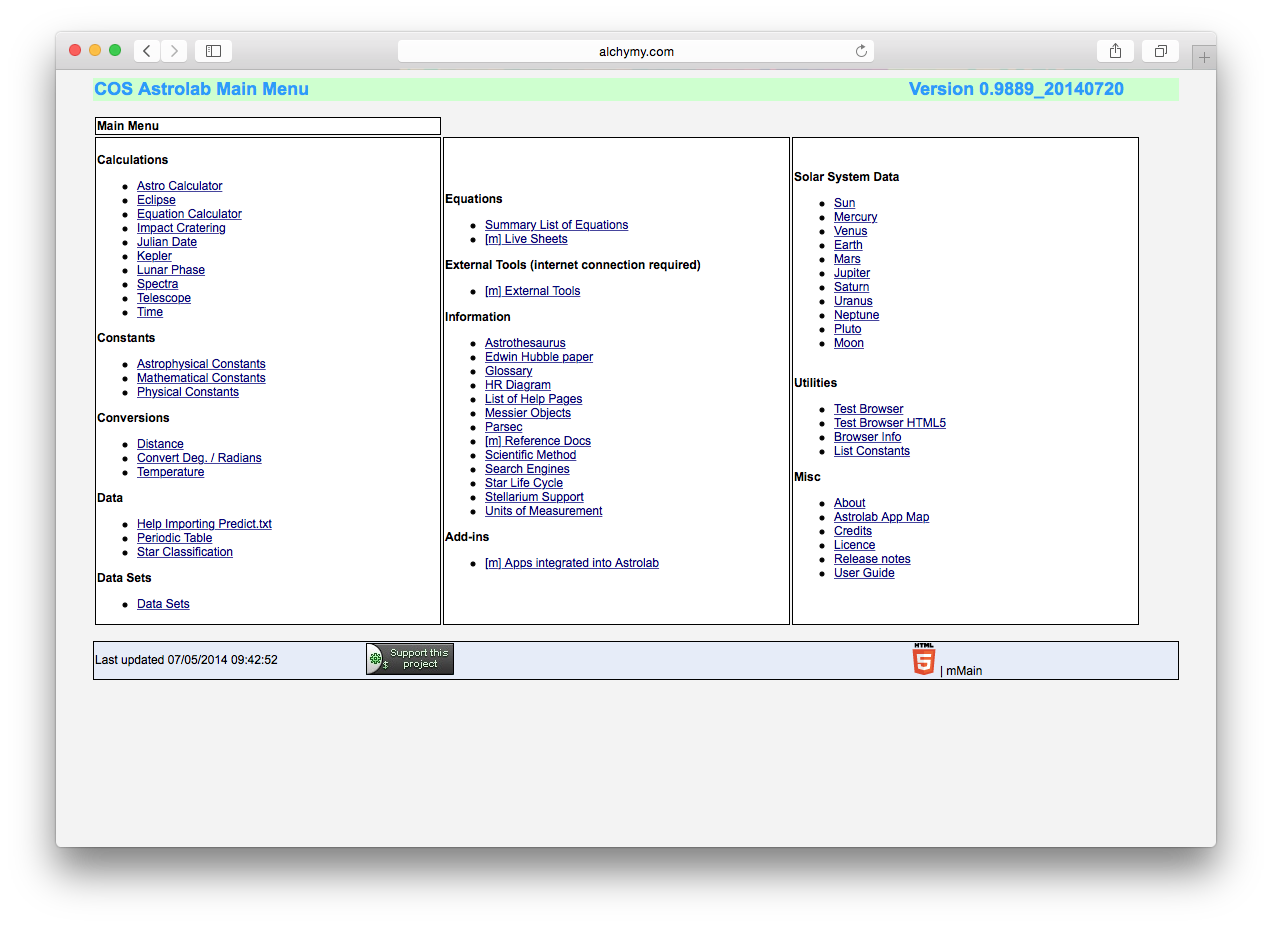 Download web tool or web app COS - Astrolab