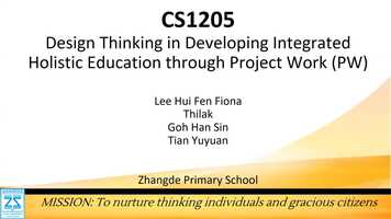 Free download CS1205 - Design Thinking in Developing Integrated Holistic Education through Project Work video and edit with RedcoolMedia movie maker MovieStudio video editor online and AudioStudio audio editor onlin