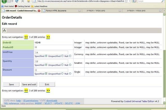 Download web tool or web app CUTE, Cooled Universal ASP Table Editor