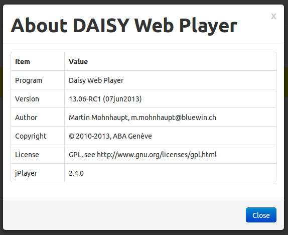 Download web tool or web app Daisy Web Player