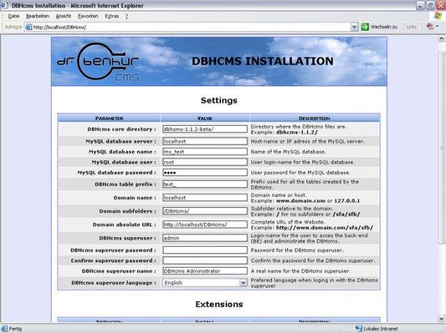 Download web tool or web app DBHcms