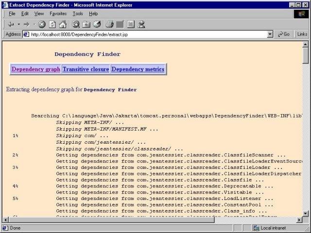 Download web tool or web app Dependency Finder