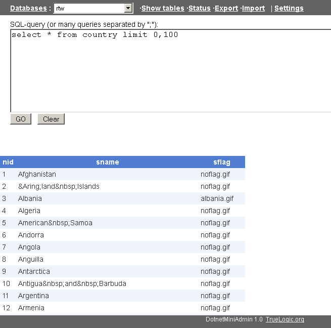 Download web tool or web app DotnetMiniAdmin