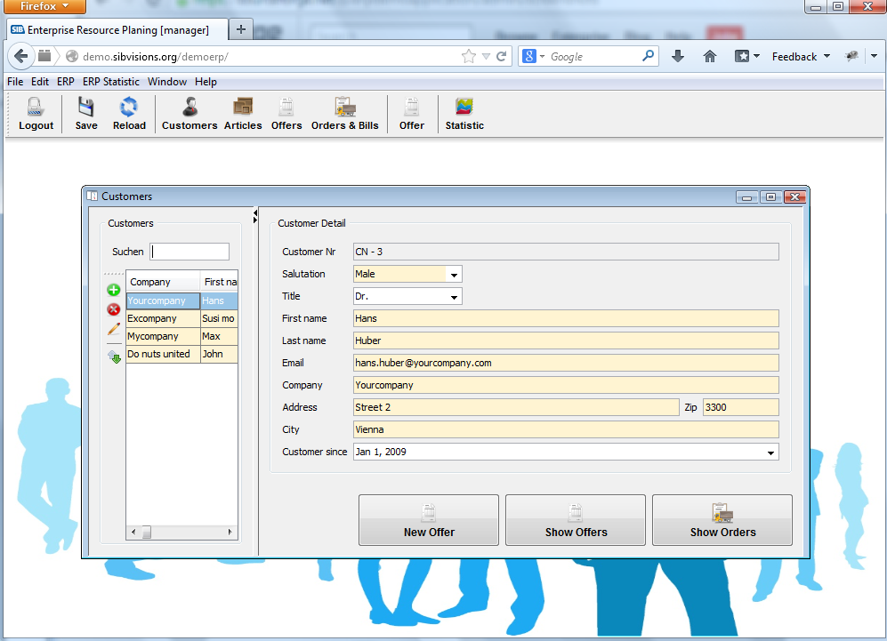 Download web tool or web app ERP Demo Application