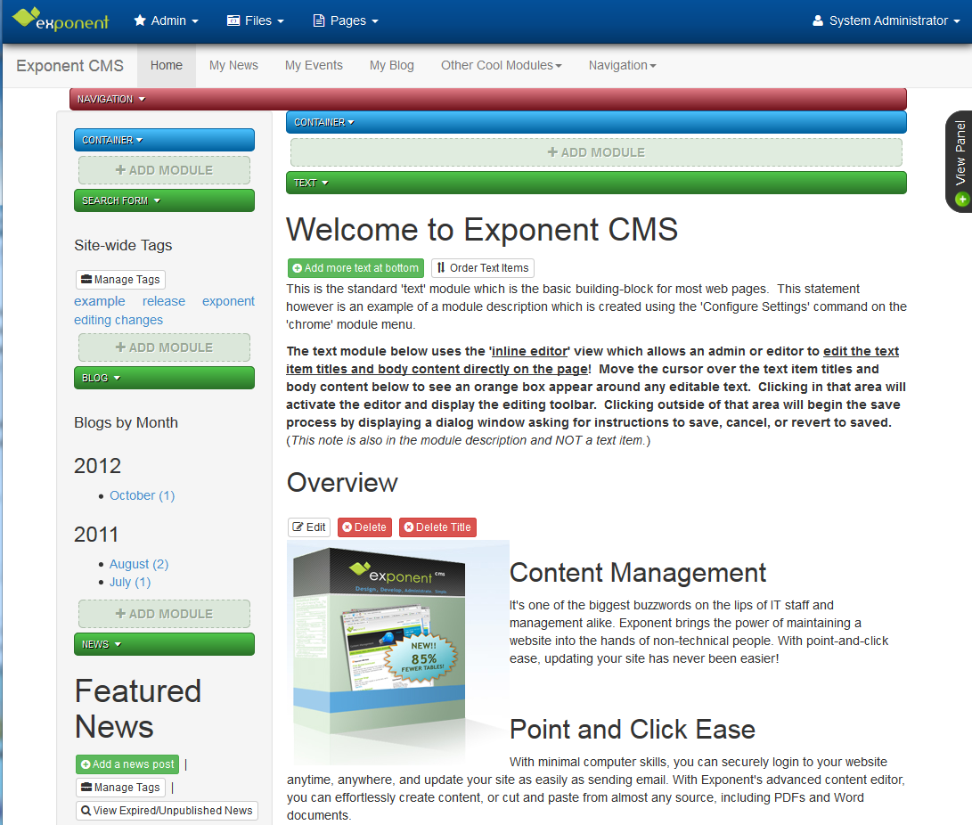 Download web tool or web app Exponent CMS