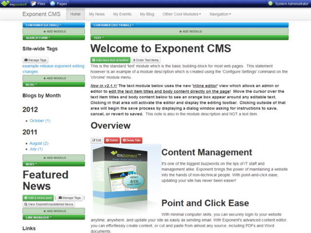 Download web tool or web app Exponent CMS