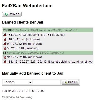 Download web tool or web app Fail2Ban Webinterface