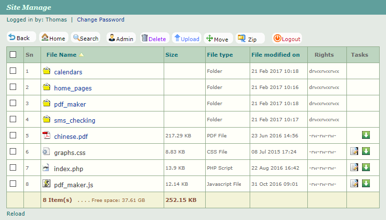 Download web tool or web app File Manager