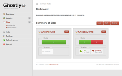 Download web tool or web app Ghostly HTML5 Network Monitor