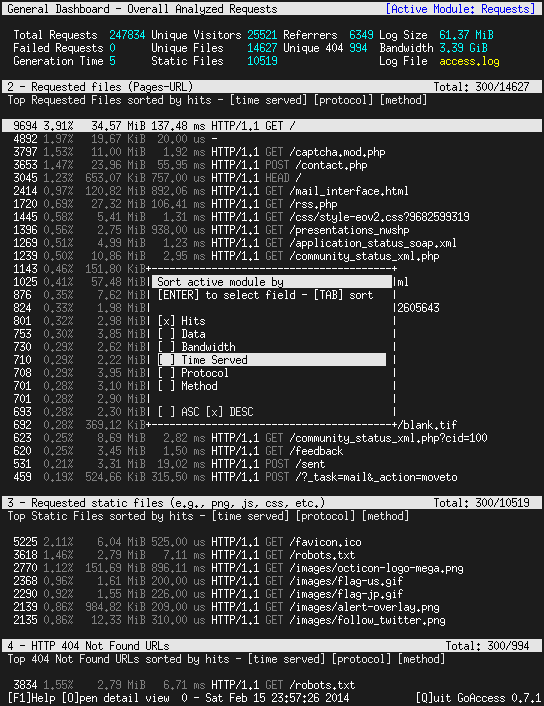 Download web tool or web app GoAccess - Apache Log Analyzer