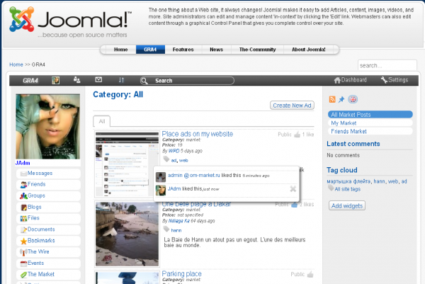 Download web tool or web app GRA4 Social Network for Joomla!