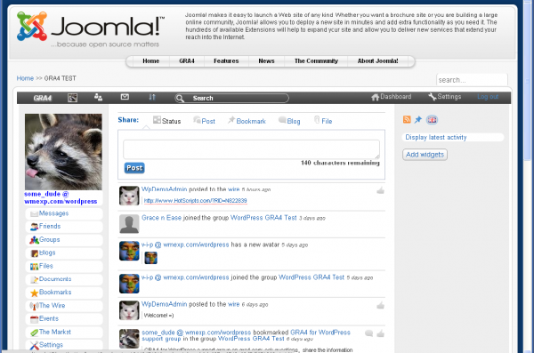 Download web tool or web app GRA4 Social Network for Joomla!