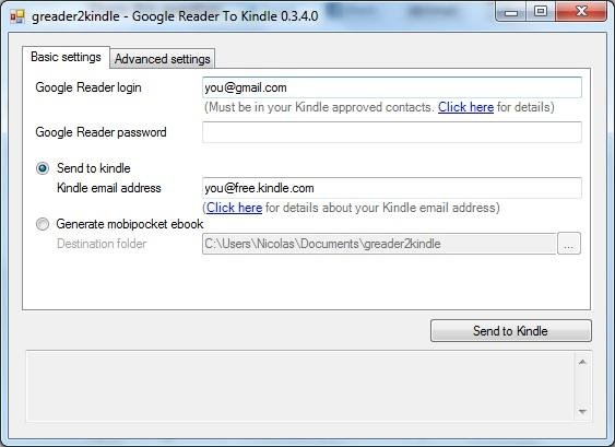 Download web tool or web app greader2kindle - Google Reader To Kindle