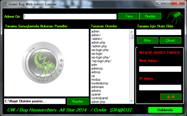 Download web tool or web app Green Bug Web Admin Panel Scanner