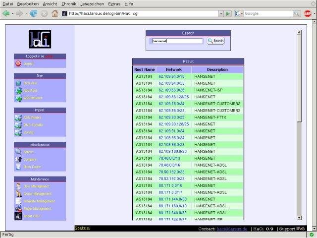 Download web tool or web app HaCi - IP Address Administration