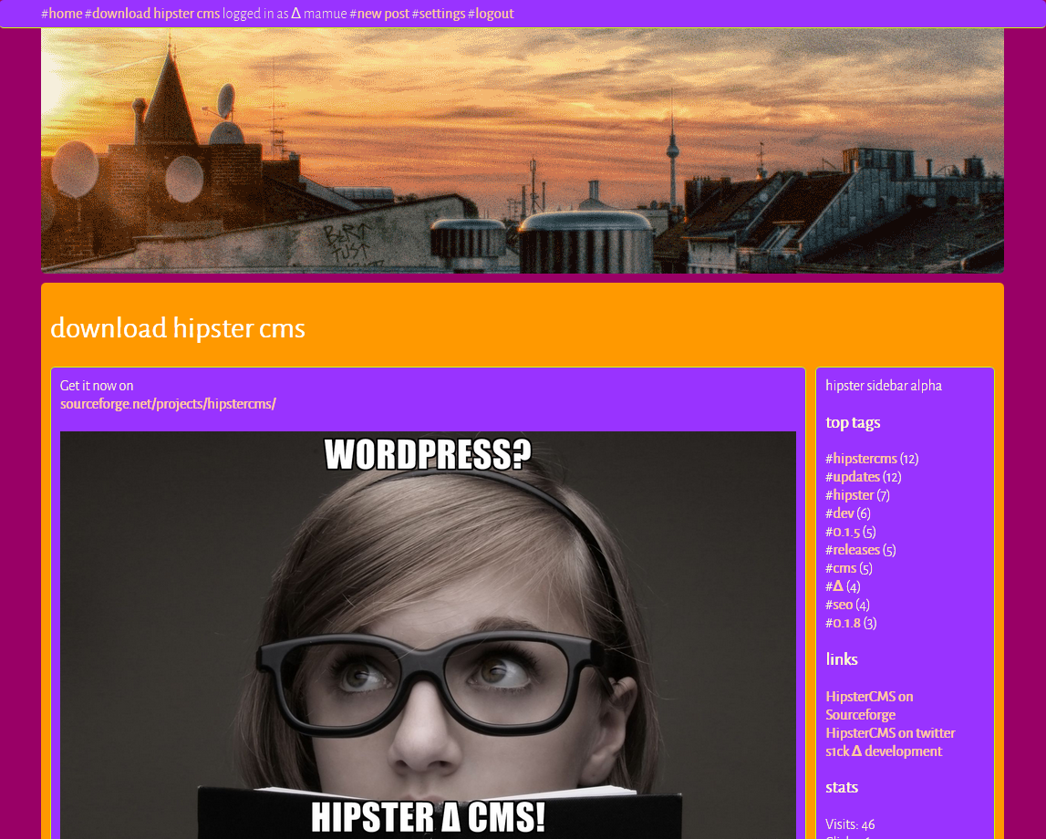 Download web tool or web app hipster Δ cms