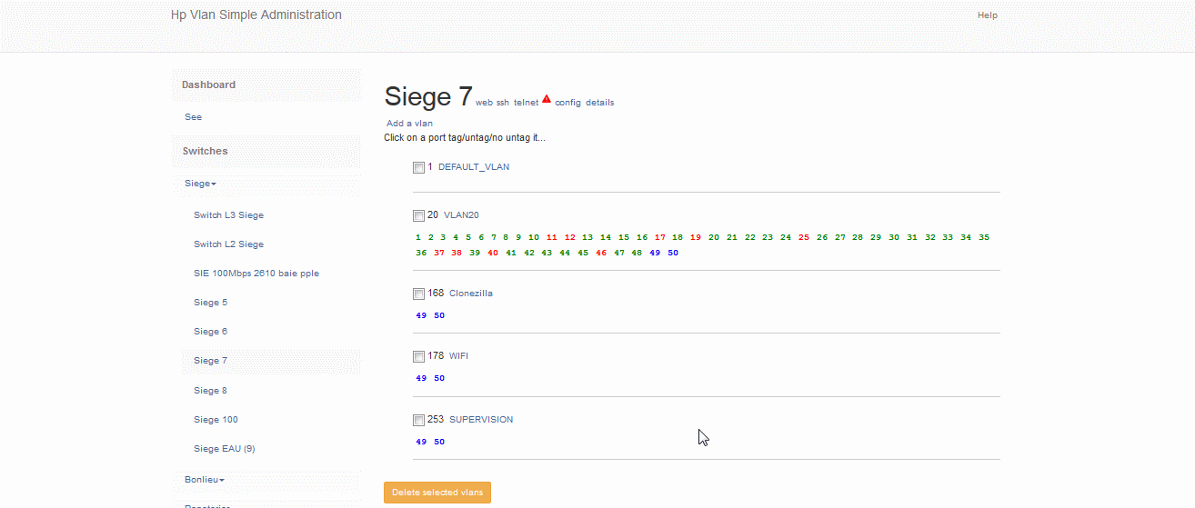 Download web tool or web app HP/Aruba simple VLAN management