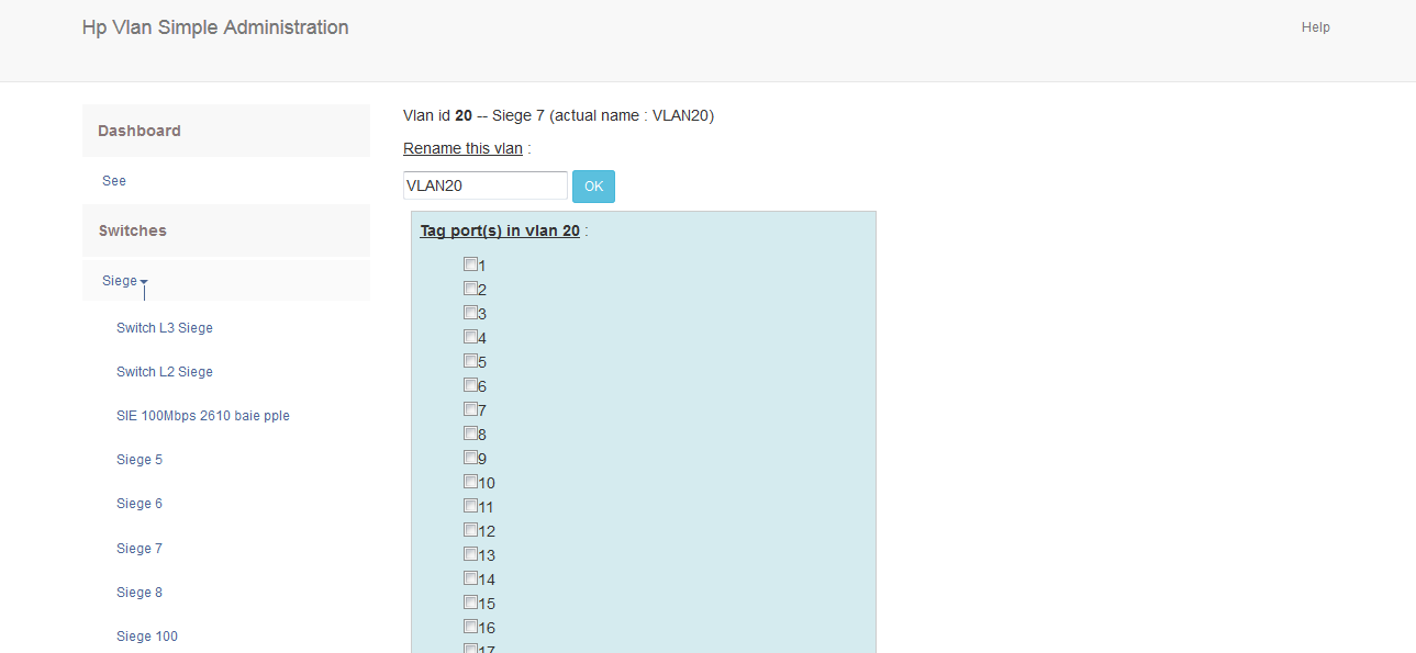 Download web tool or web app HP/Aruba simple VLAN management