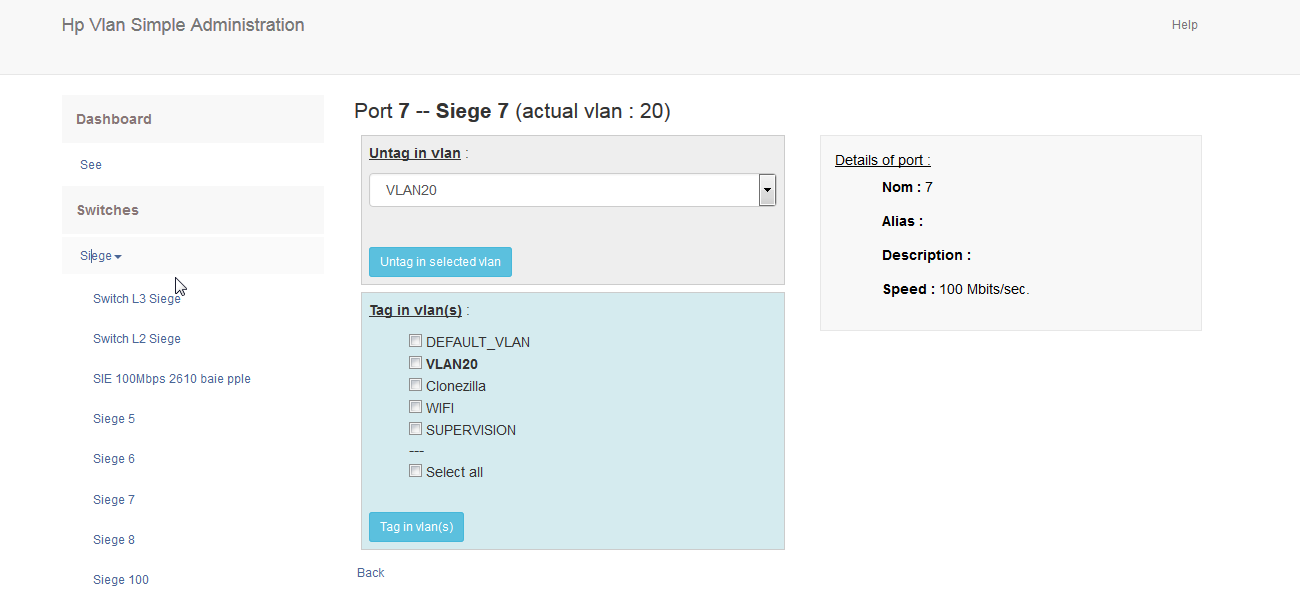 Download web tool or web app HP/Aruba simple VLAN management