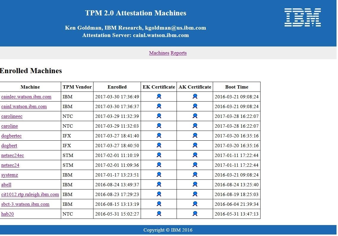 Download web tool or web app IBM TPM Attestation Client Server