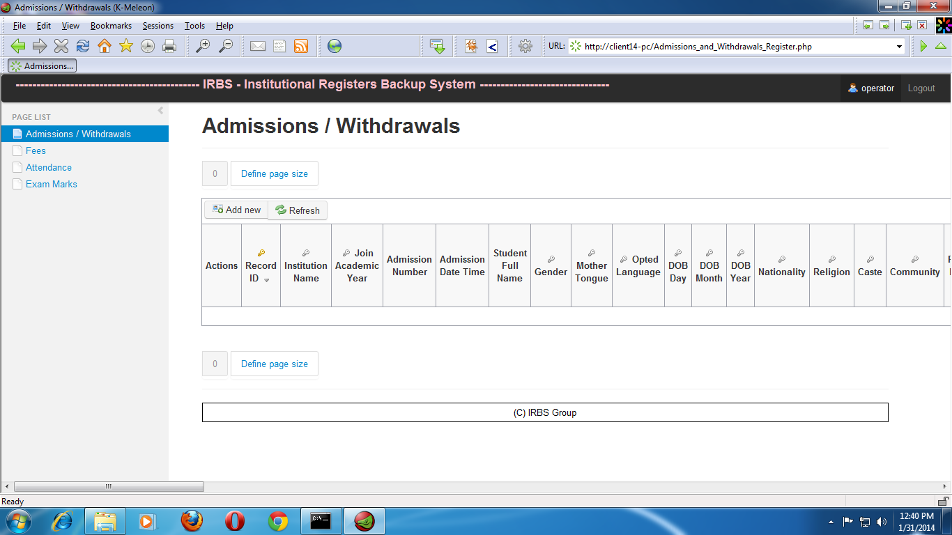 Download web tool or web app IRBS - Institutional Registers Backup