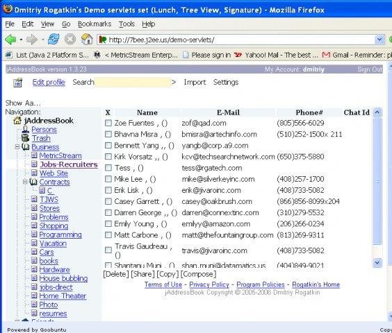 Download web tool or web app Java AddressBook