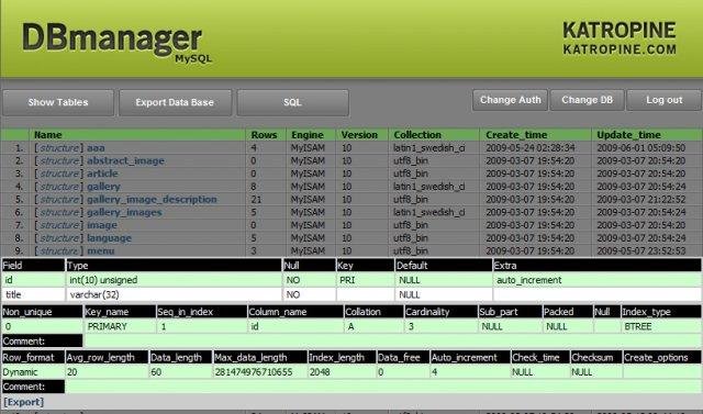 Download web tool or web app Katropine DBmanager