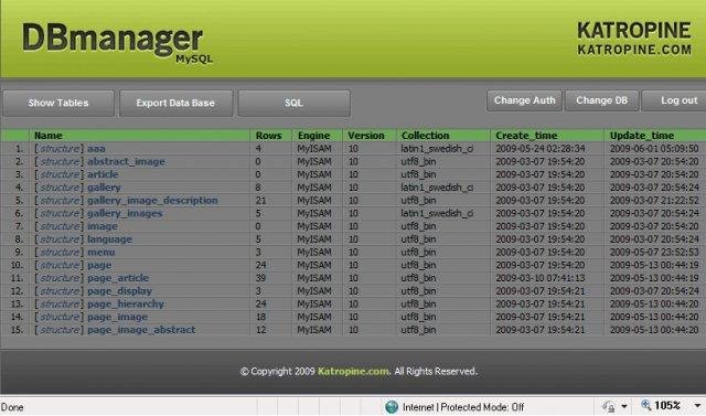 Download web tool or web app Katropine DBmanager