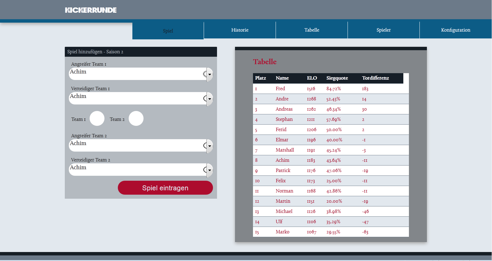 Download web tool or web app Kicker League Manager