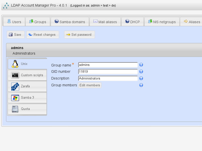 Download web tool or web app LDAP Account Manager