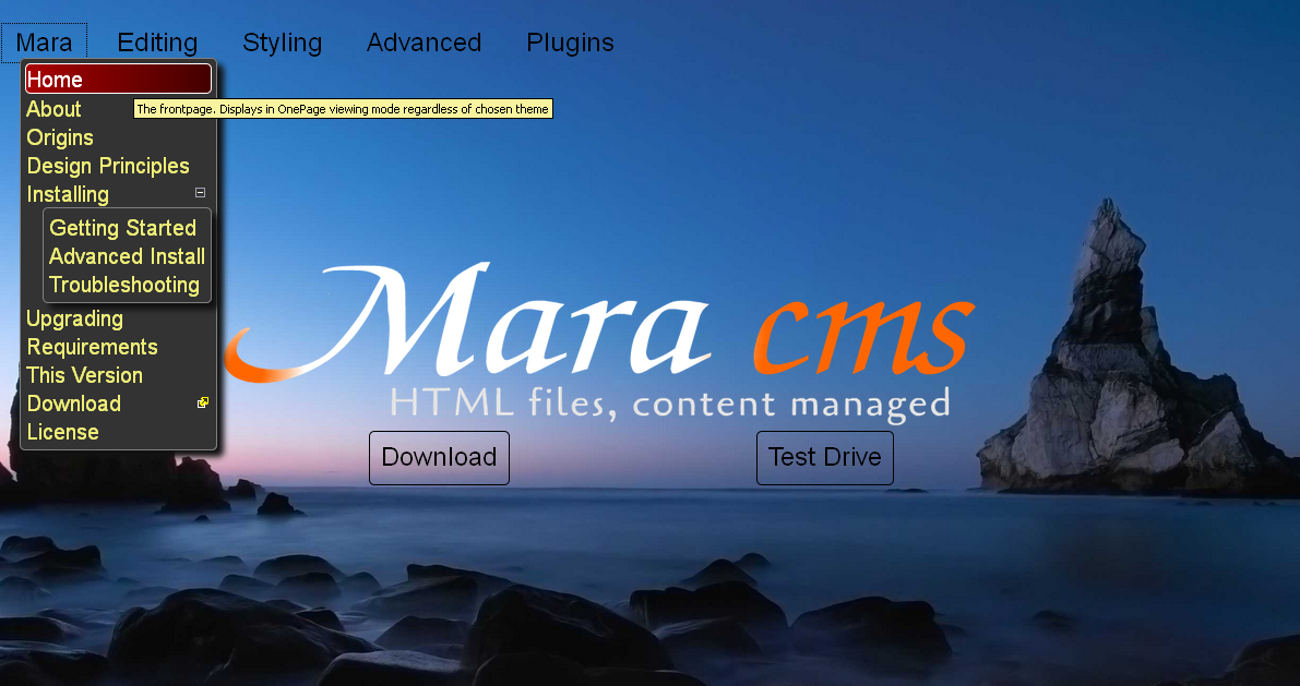 Download web tool or web app Mara CMS