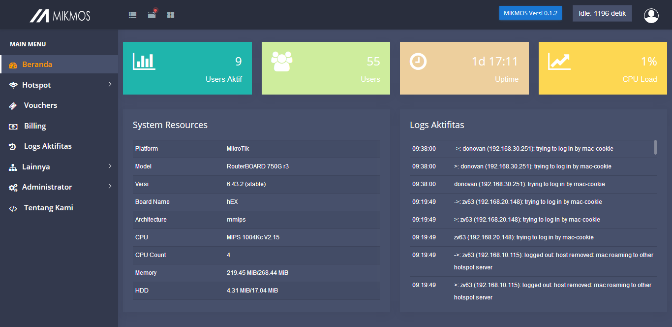 Download web tool or web app MIKMOS - Mikrotik Monitoring System